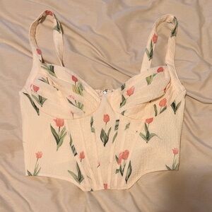 Cider Cream Floral Corset Top